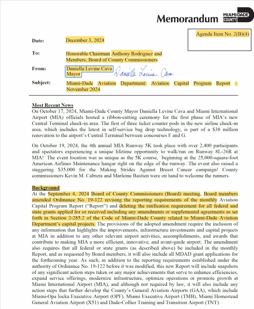 Kevin Marino Cabrera and Daniella Levine Cava and Modified Ordinance No. 19-122. Objectives? 3 noviembre ok 2