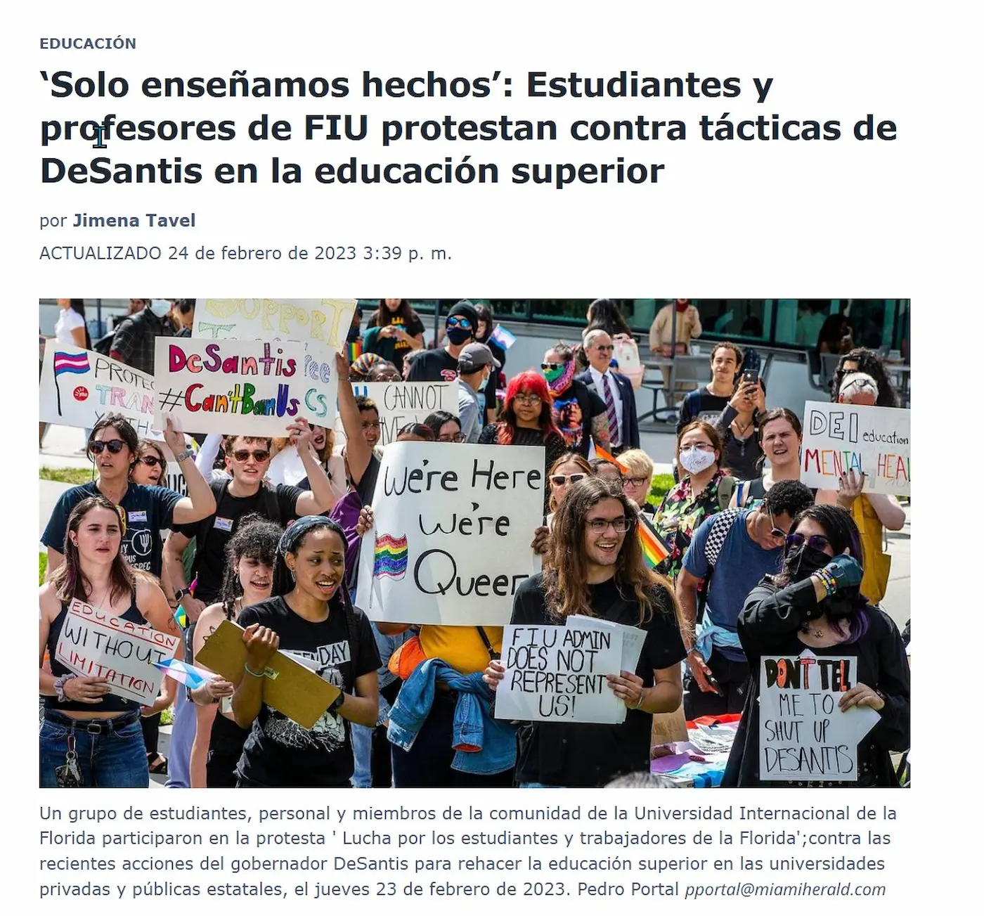 Preocupación en Universidades en Miami-Dade: Son Centros de Conocimiento - No Trincheras Políticas - ni Foco de Terroristas. 2025. Concern in Miami-Dade Universities: They Are Centers of Knowledge - Not Political Trenches - or Hotbeds of Terrorists: 2025