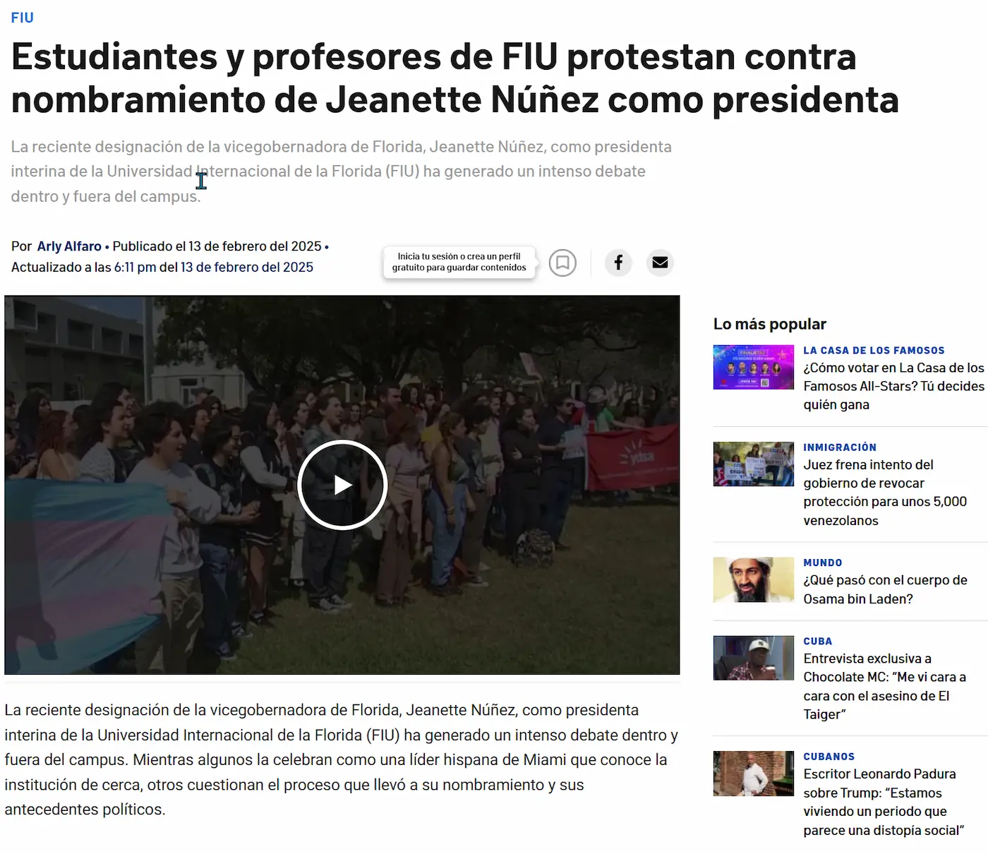 Preocupación en Universidades en Miami-Dade: Son Centros de Conocimiento - No Trincheras Políticas - ni Foco de Terroristas. 2025. Concern in Miami-Dade Universities: They Are Centers of Knowledge - Not Political Trenches - or Hotbeds of Terrorists: 2025