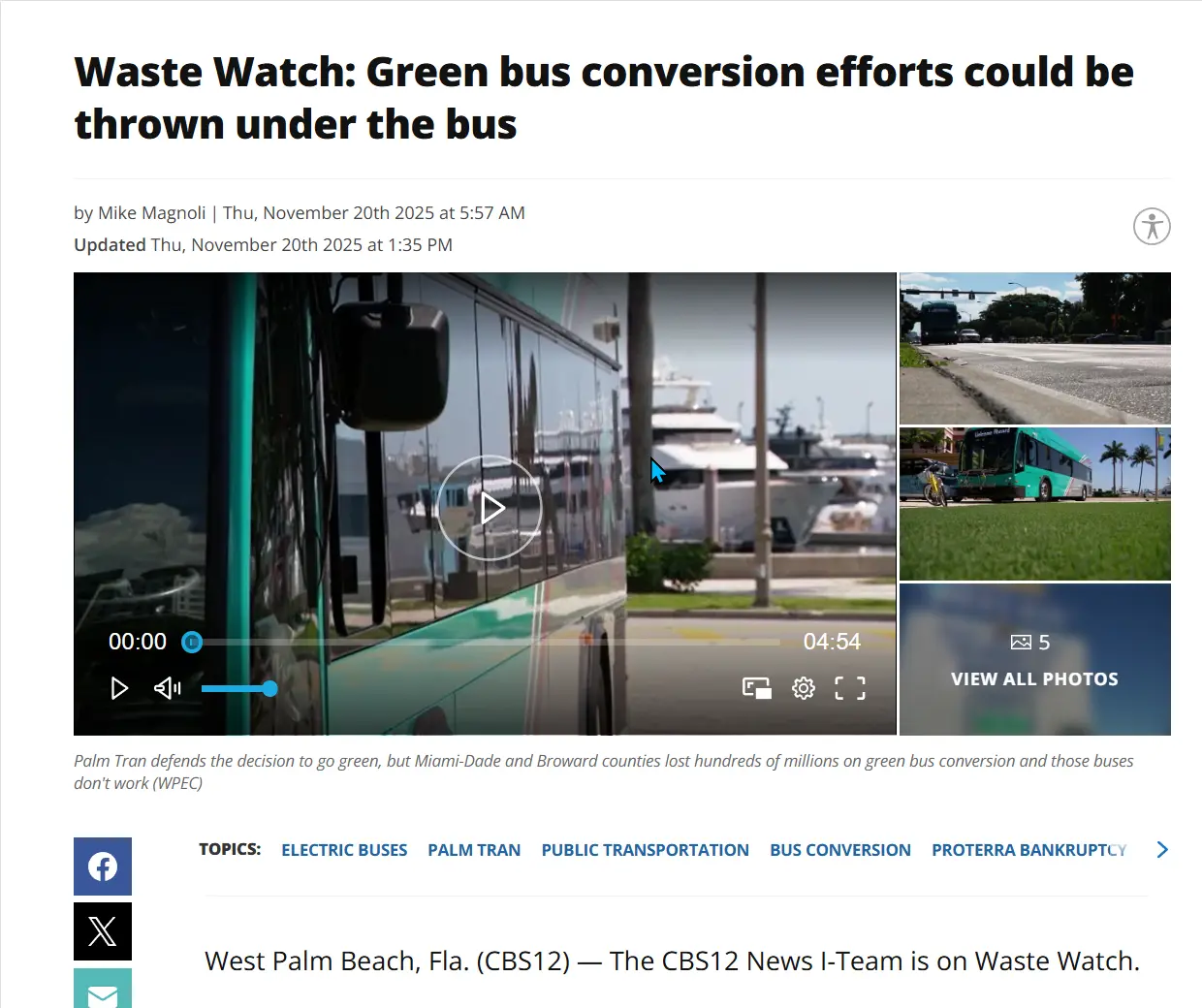 The Transition to Electric Buses in the U.S.: Lessons from Failures - Bankruptcies - Mismanagement in Miami-Dade County