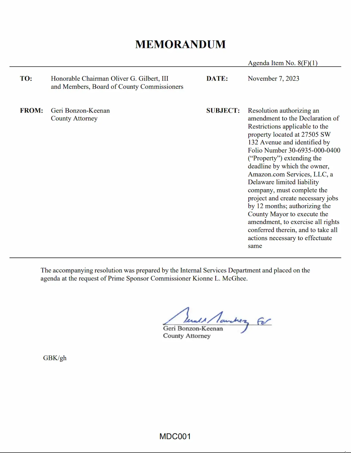 El contrato Amazon - Miami-Dade: tres comisionados - tres firmas - y una penalidad escalonada