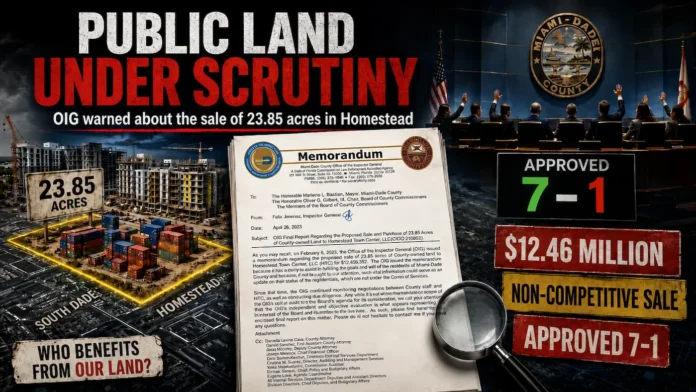 Homestead Town Center: OIG alerted on 23.85 public acres and Miami-Dade approved sale
