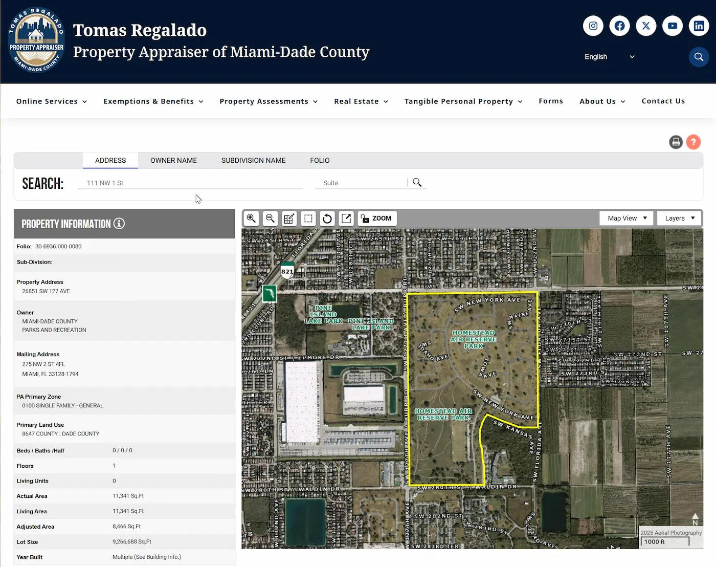 Miami-Dade recibió 601 acres gratis