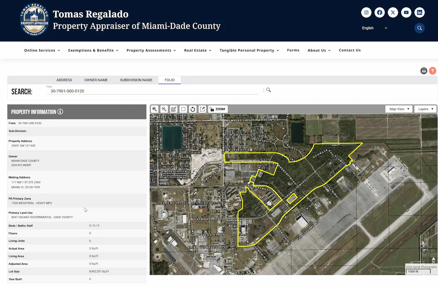 Miami-Dade recibió 601 acres gratis
