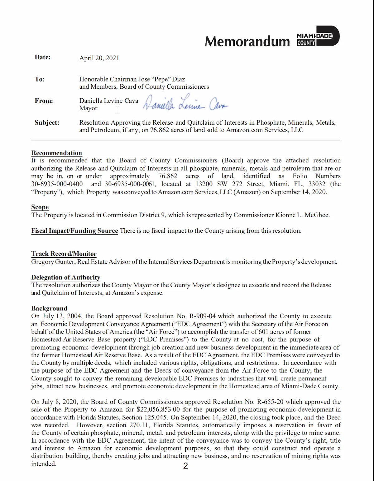 El contrato Amazon - Miami-Dade