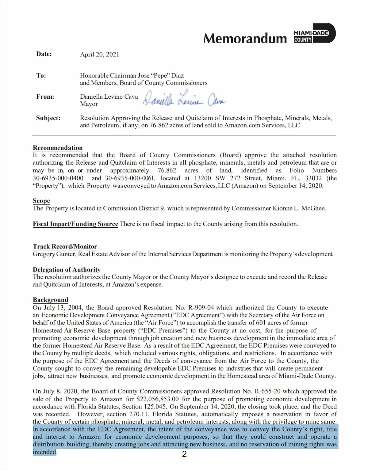 El contrato Amazon - Miami-Dade