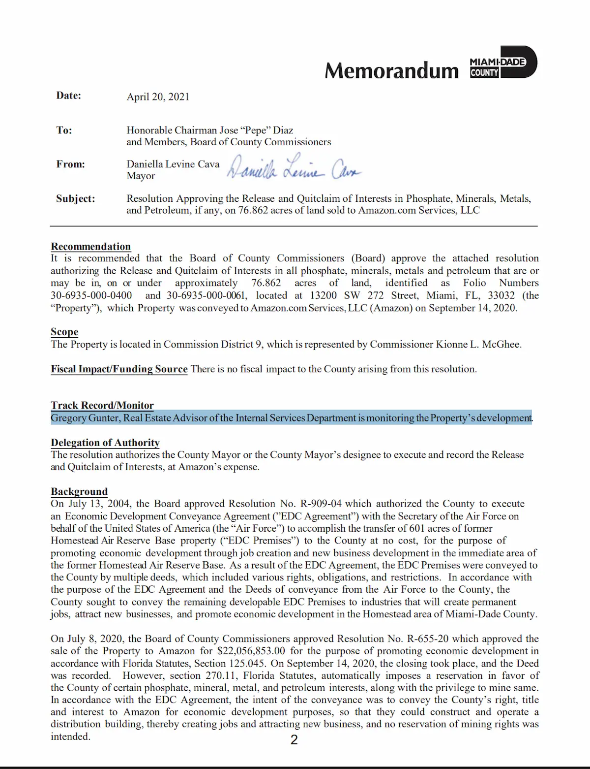 El contrato Amazon - Miami-Dade