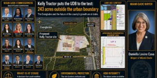 Kelly Tractor desafía el UDB de Miami-Dade: 243 acres, 9 votos, 1 veto