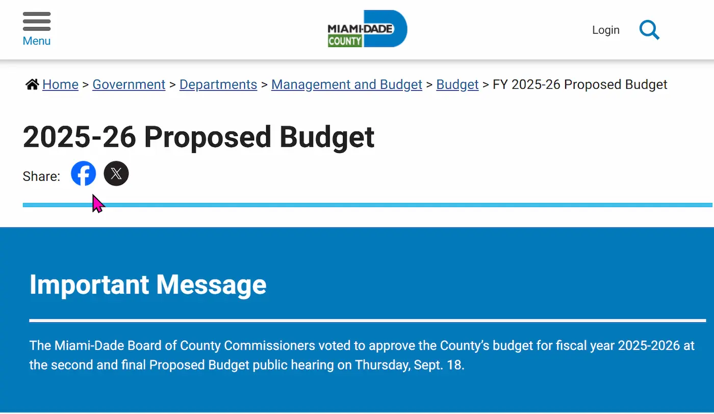 Presupuesto FY2025-26 de Miami-Dade: de $12.93 a $13.23 mil millones que nunca se consolidó ante el público