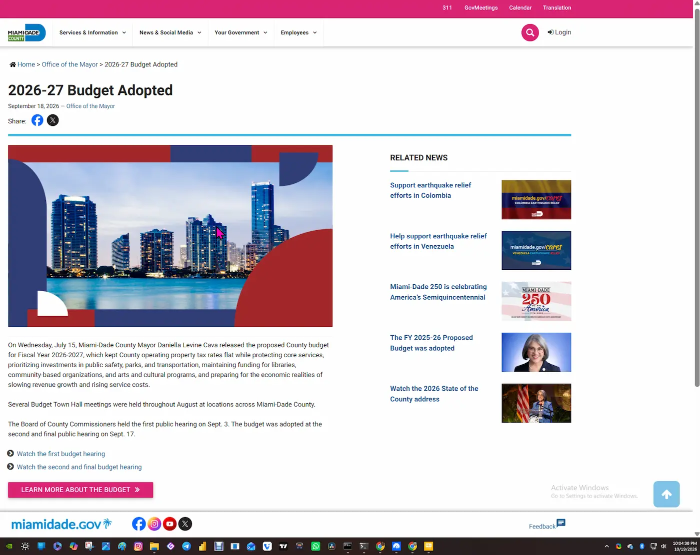 presupuesto Adoptado de Miami-Dade