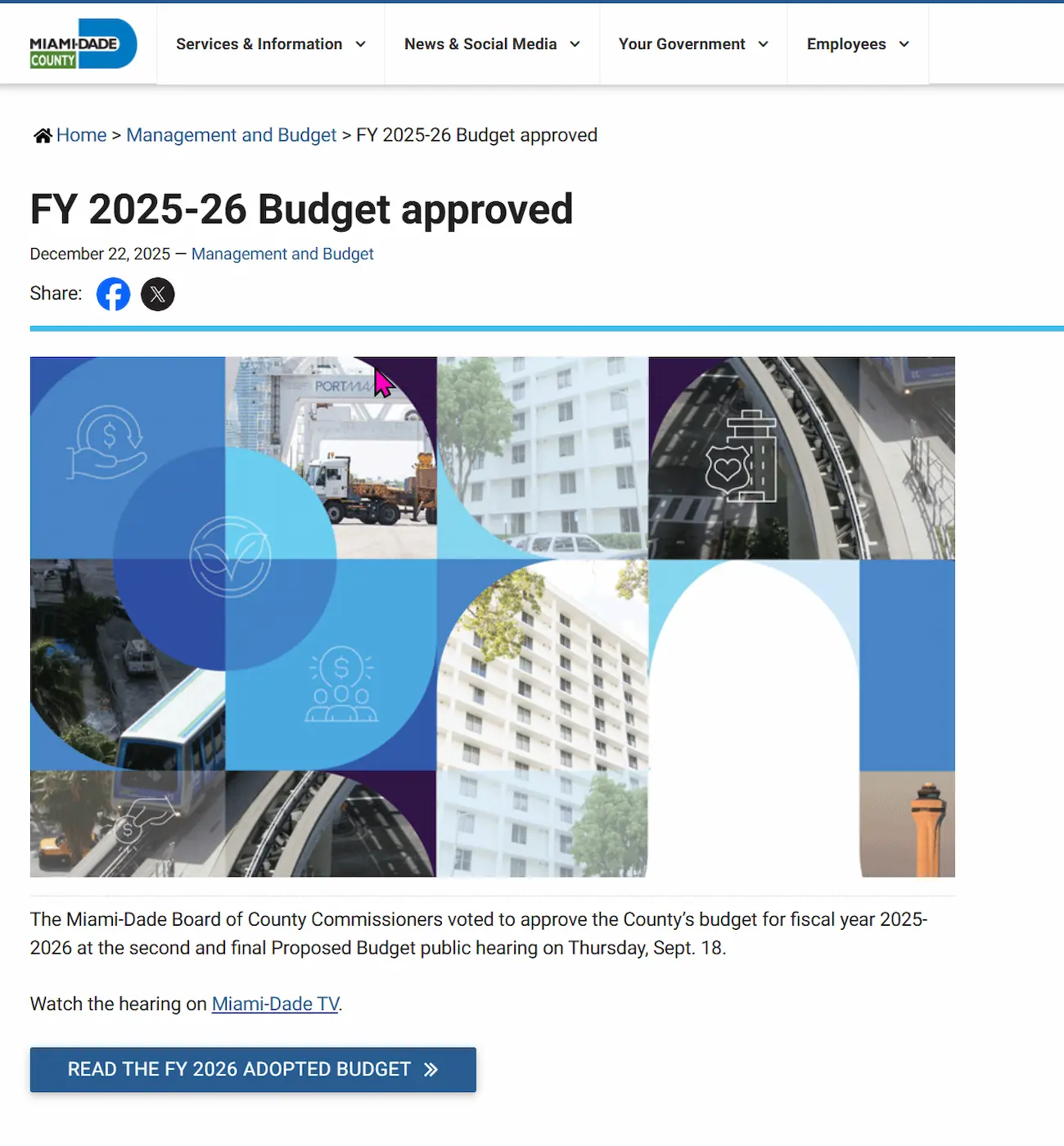 presupuesto Adoptado de Miami-Dade